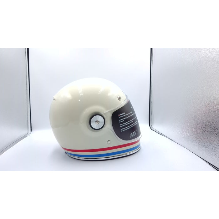 Bell Powersports Bullitt Stripes Gloss Pearl White/Oxblood/Blue Small - Open Box (Without Box)