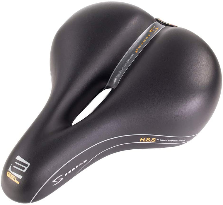 Serfas E-Gel Cruiser Soflex Saddle w/Elastomers Mens Black 275mm / 213mm