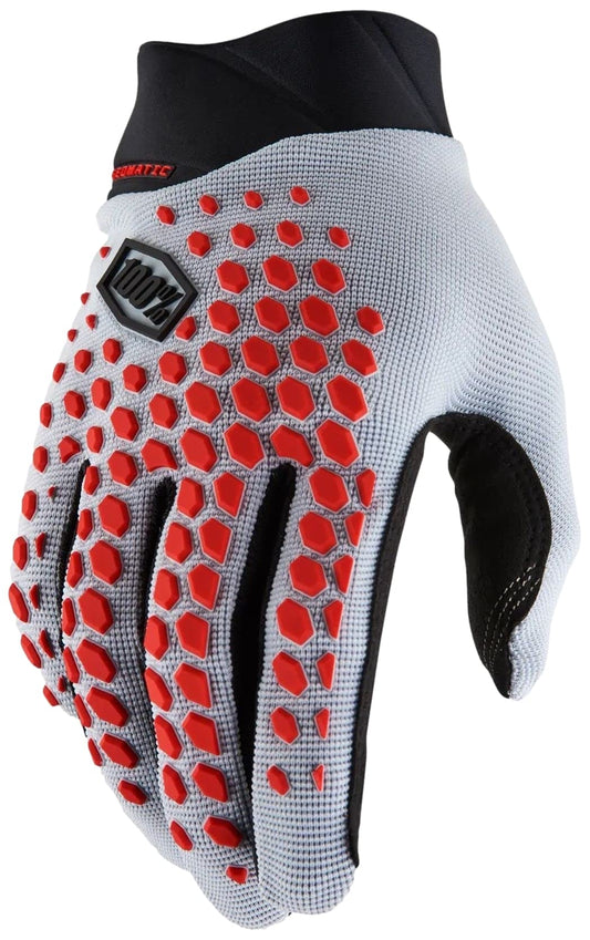 Ride 100 GEOMATIC Gloves Grey/Racer Red - M