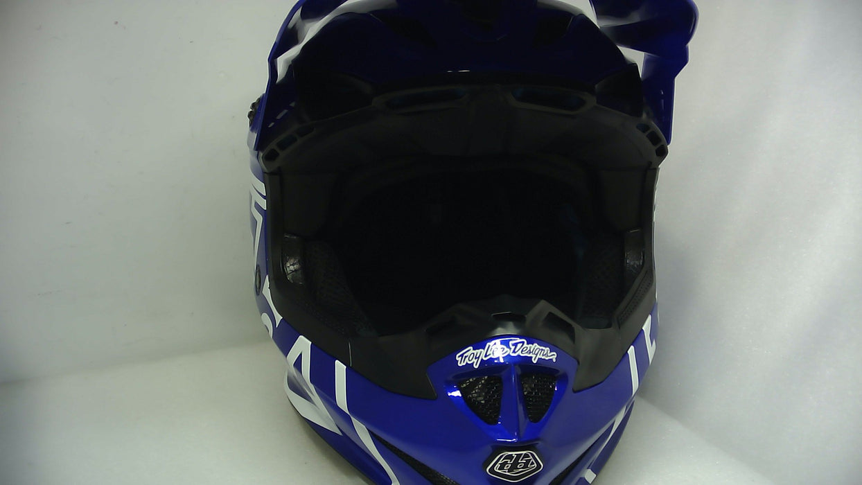 Troy Lee Designs Gp Helmet Overload No Mips Blue/White Large - Open Box (Without Box)