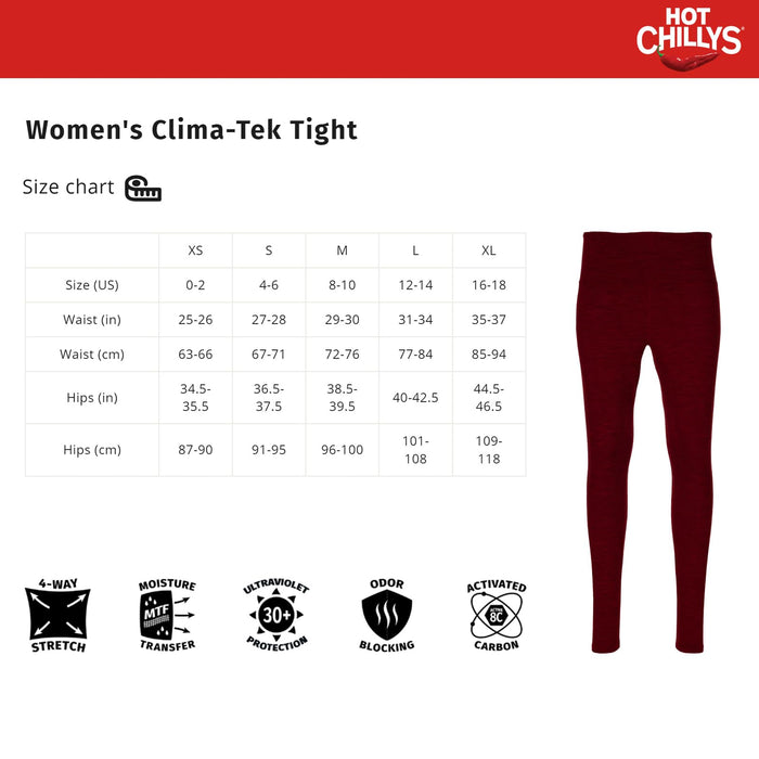 Hot Chillys Woclima-Tek Tight Womens Burgundy Heather Medium