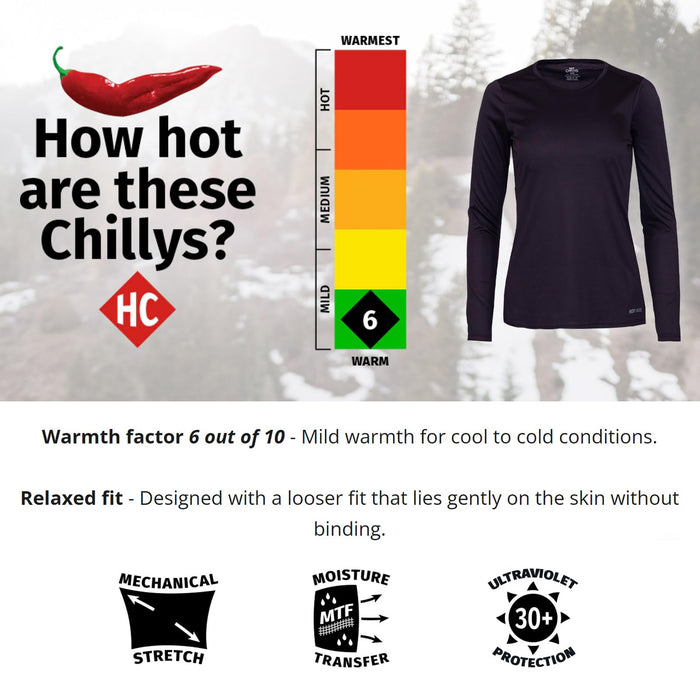 Hot Chillys Wopeach Skins Solid Crew Womens Lagoon Small