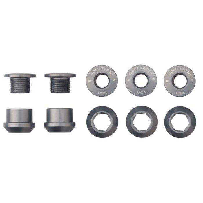 Wolf Tooth Chainring Bolts and Nuts For 1X Set Of 5 Grey 6Mm