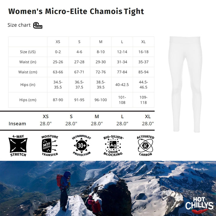 Hot Chillys Womicro-Elite Chamois Ankle Tight Womens White Large