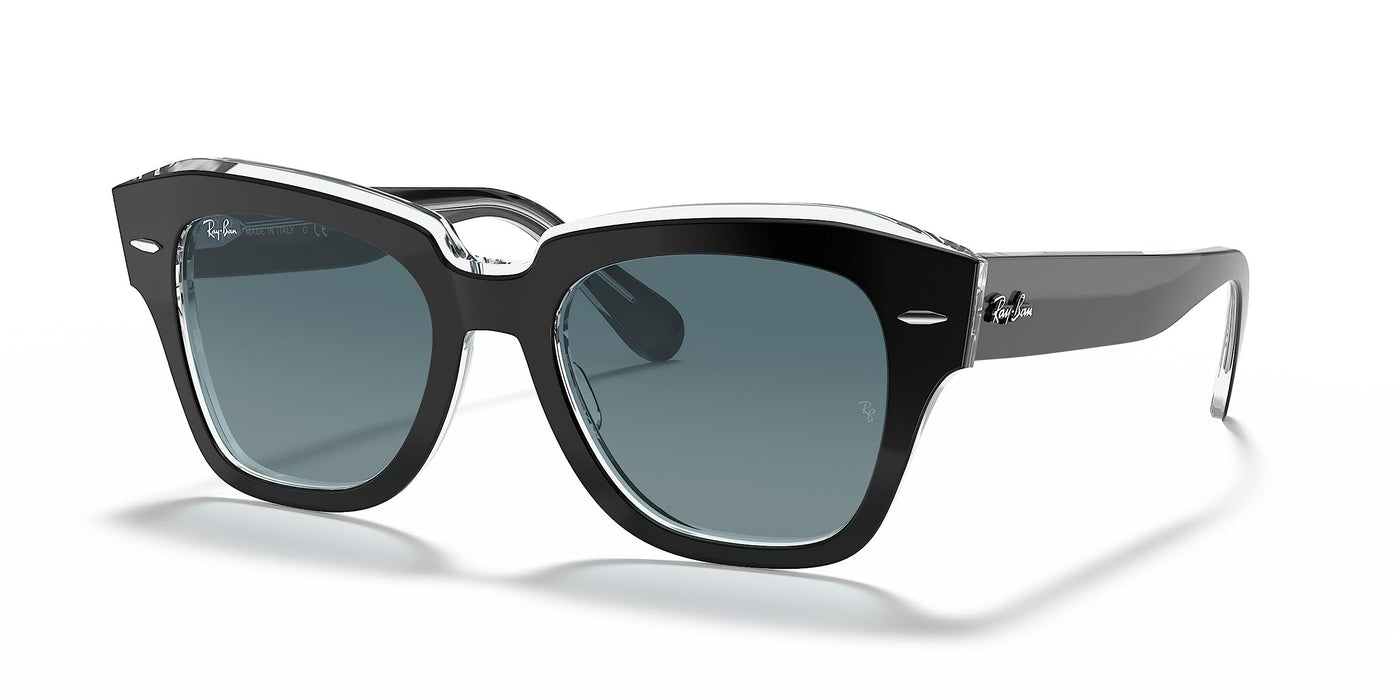 Rayban State Street Black On Transparent/Blue Gradient Grey 52