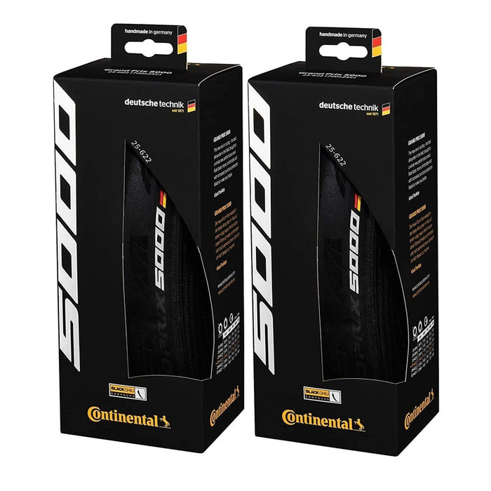 Continental Grand Prix 5000 Black-Bw+Black Chili 700X25 - Set of 2