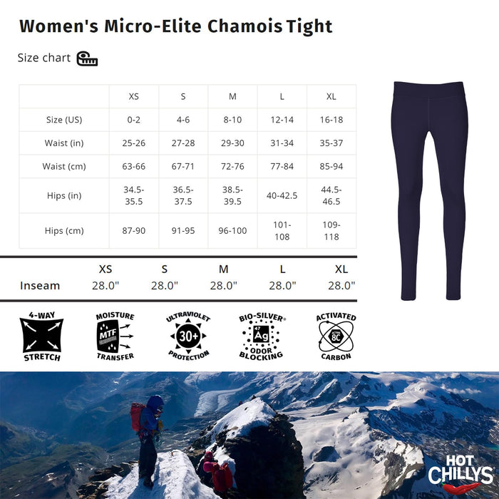 Hot Chillys Womicro-Elite Chamois Ankle Tight Womens Navy Small