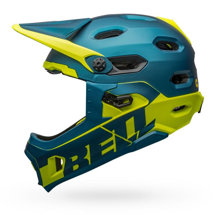 Bell Bike Super Dh MIPS Spherical Bicycle Helmets Matte/Gloss Blue/Hi-Viz Small