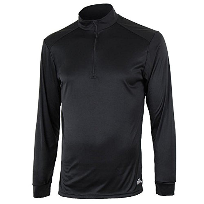 Hot Chillys Peach Skins Solid Zip-T Mens Black X-Large