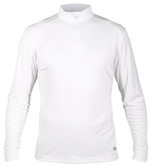 Hot Chillys Peach Skins Solid Zip-T Mens White Medium