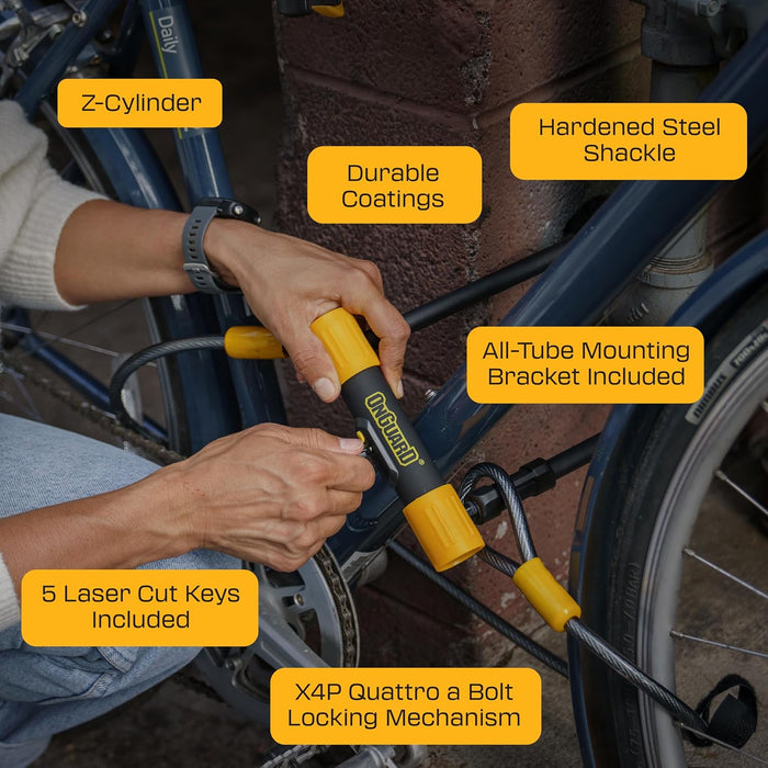 OnGuard BullDog  4.5 x 9 Keyed Black Includes 4' cable and bracket Bicycle U-Locks