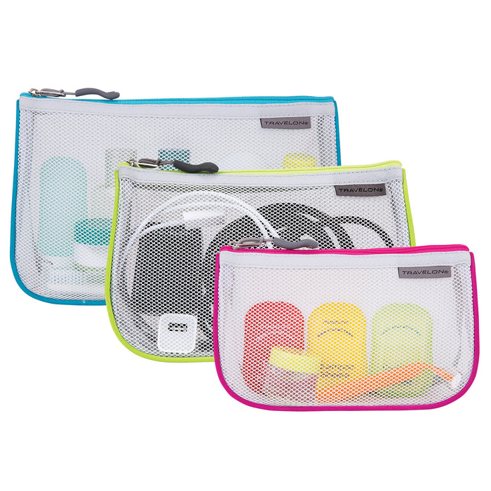 Travelon Set of 3 Asst Piped Pouches Brights