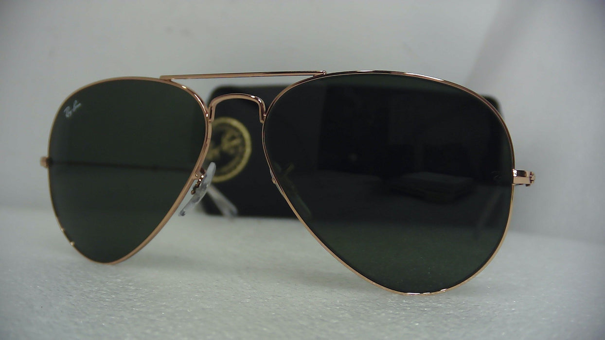 Rayban Aviator Large Metal Rose Gold/Green 58 - Open Box (Without Box)