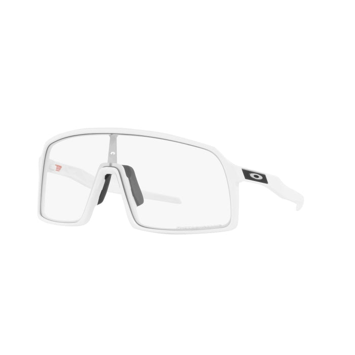 Oakley Sutro Polarized Rectangular Sunglasses Matte White/Clear to Black Photochromic 37 mm