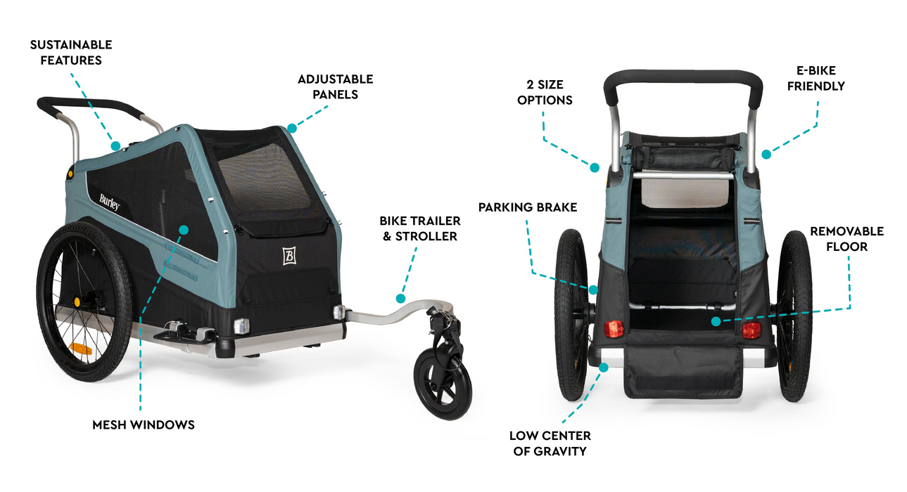 Burley Bark Ranger Pet Bicycle Trailer Series Durable Pet Carrier for Biking