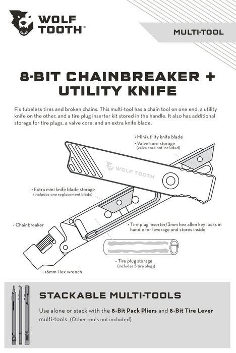 Wolf Tooth 8-Bit Chainbreaker + Utility Knife Bicycle Multi Tools
