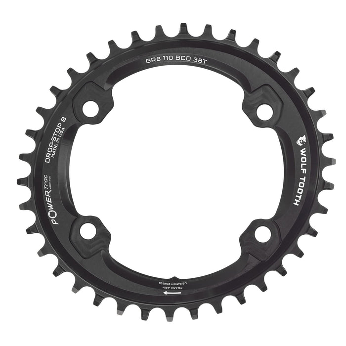 Wolf Tooth Oval 110 BCD Asymmetric 4-Bolt Bicycle Chainrings for Shimano GRX Cranks