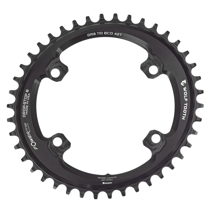 Wolf Tooth Oval 110 BCD Asymmetric 4-Bolt Bicycle Chainrings for Shimano GRX Cranks