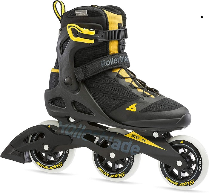 Rollerblade Macroblade 100 3WD Mens Fitness Inline Skate, Black/Saffron Yellow, 9.5 (Without Original Box)