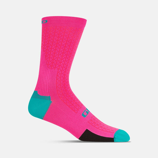 Giro HRc Team Sock Bicycle Socks Neon Pink/Screaming Teal Medium
