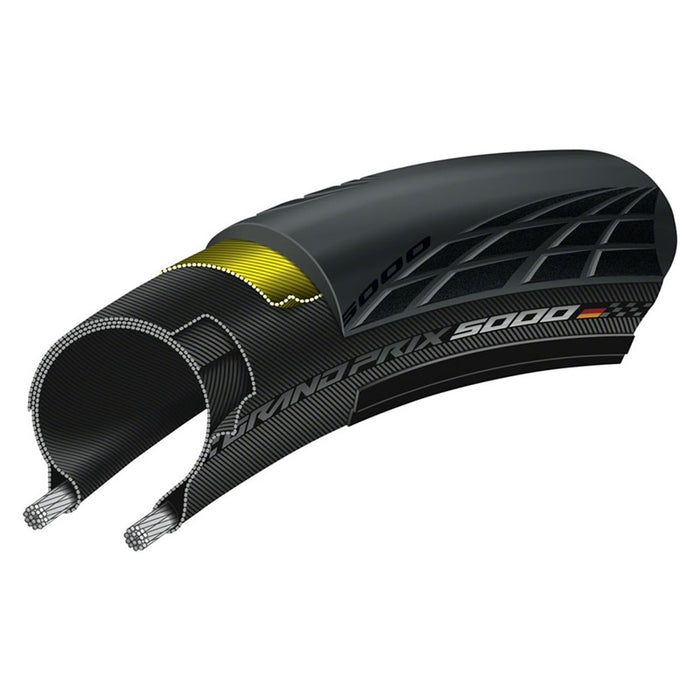 Continental Grand Prix 5000 Black-Bw+Black Chili 700X25 - Set of 2