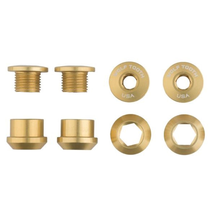 Wolf Tooth Chainring Bolts and Nuts For 1X Set Of 4 Gold 6Mm