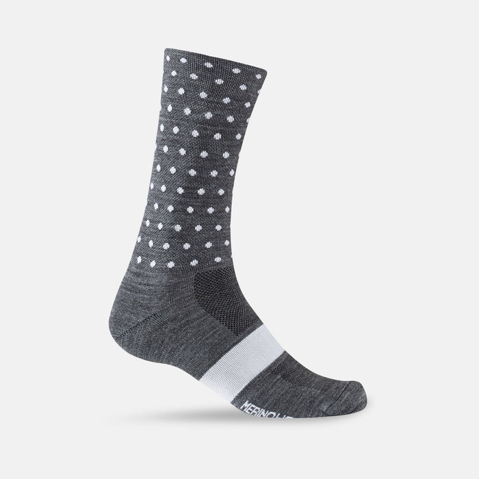 Giro Seasonal Merino Wool Sock Bicycle Socks Charcoal/White Dots X-Large