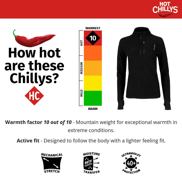 Hot Chillys Wola Montana Zip-T Womens Black/Black Medium