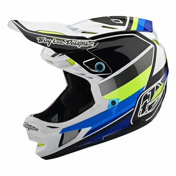 Troy Lee Designs D4 Composite Helmet W/Mips Reverb White/Blue Medium