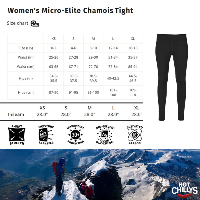 Hot Chillys Womicro-Elite Chamois Ankle Tight Womens Black X-Large