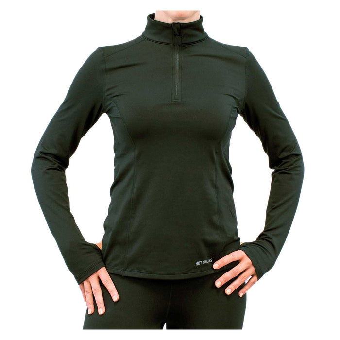 Hot Chillys Womicro-Elite Chamois Zip-T Womens Black Large