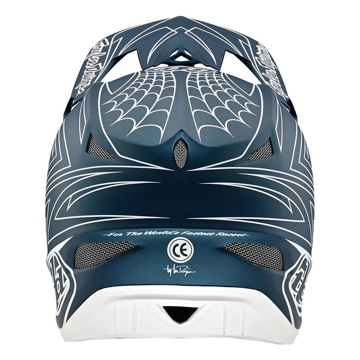 Troy Lee Design D3 Fiberlite Helmet Spiderstripe Blue Large