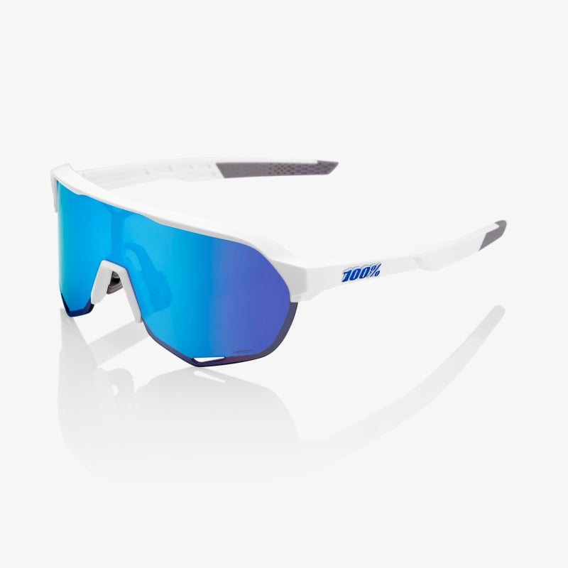 Ride 100 S2 Matte White - HiPER Blue Multilayer Mirror Lens