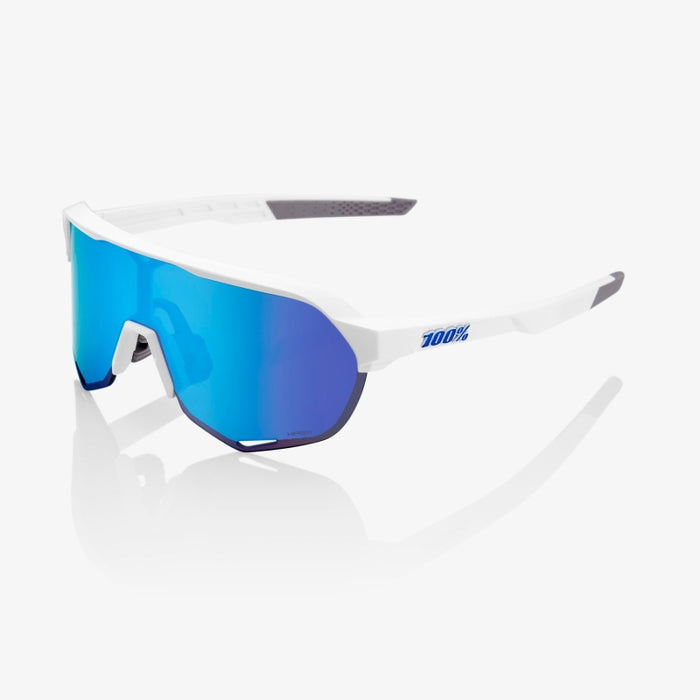 Ride 100 S2 Matte White - HiPER Blue Multilayer Mirror Lens