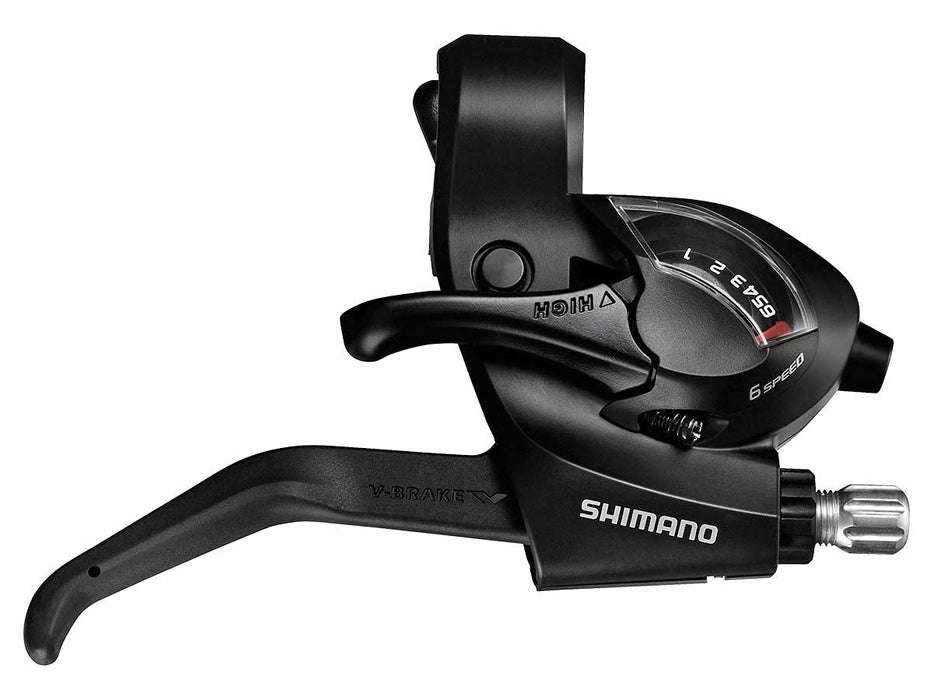 SHIMANO SHIFT/BRAKE LEVER SET, ST-EF41, 3X6-SPEED, EZ-FIRE PLUS, 2F-STEEL/RESIN, FOR V-BRAKE , BLACK