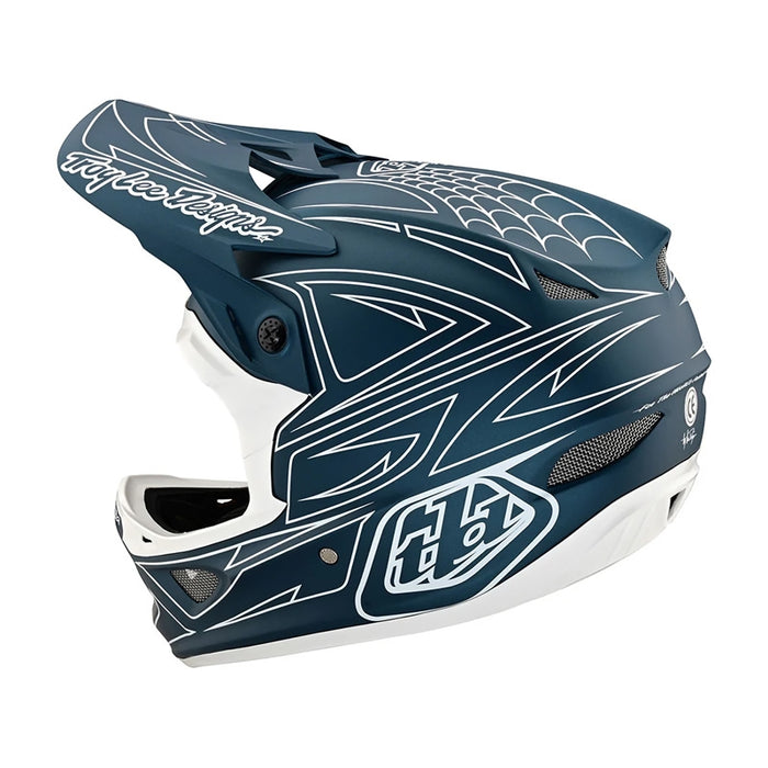 Troy Lee Design D3 Fiberlite Helmet Spiderstripe Blue Large