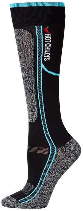 Hot Chillys Woelite Low Volume Sock Womens Black/Aqua Medium