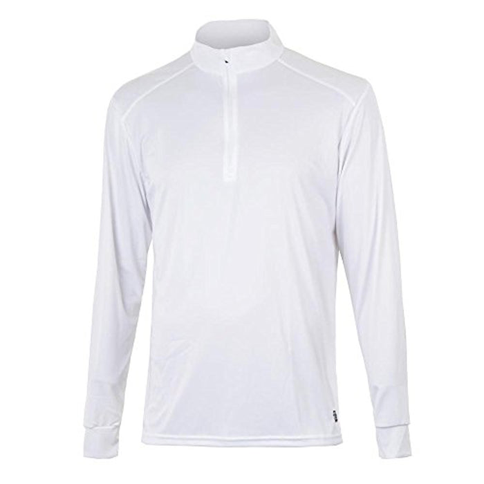 Hot Chillys Peach Skins Solid Zip-T Mens White Small