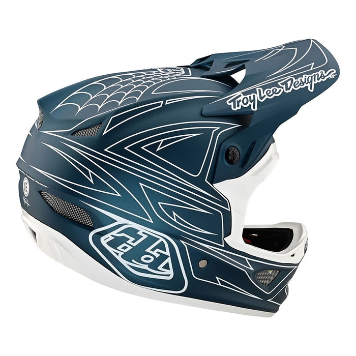 Troy Lee Design D3 Fiberlite Helmet Spiderstripe Blue Large