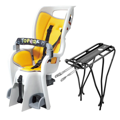 Topeak BabySeat II w/non-disc mount rack, for 26" wheel, works with MTX Quick Track System 1.0 and 2.0, Yellow color pad  (replace TCS2204)