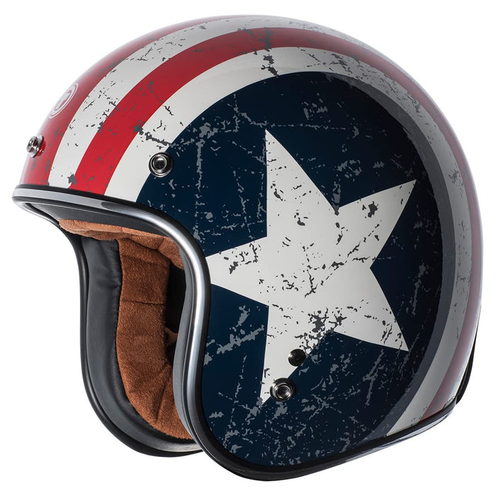 Torc T-50 Retro Rebel Star Helmet Gloss White Rebel Star