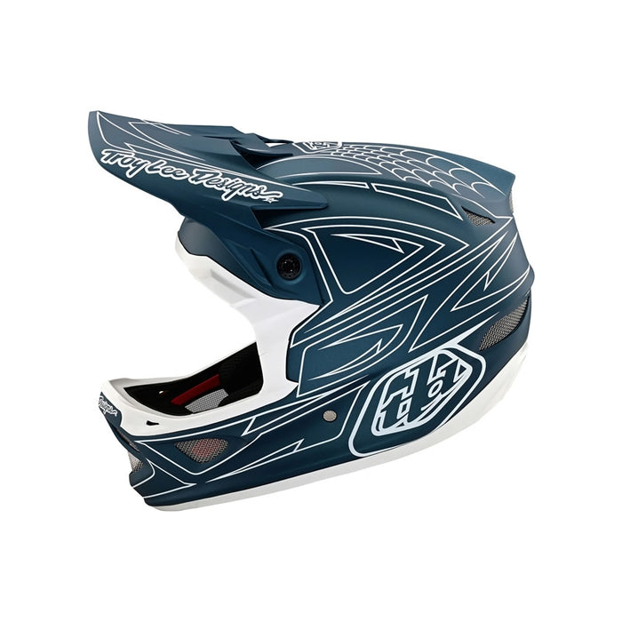 Troy Lee Design D3 Fiberlite Helmet Spiderstripe Blue Large