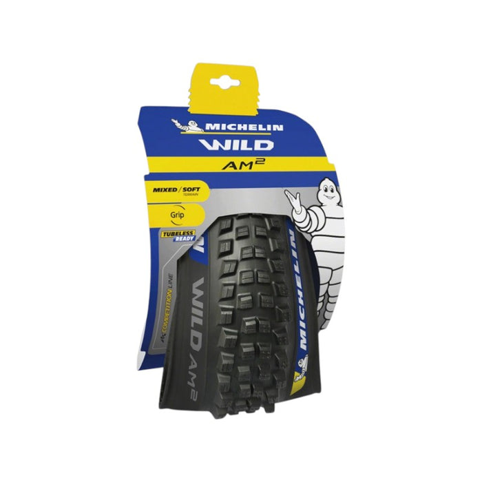 Michelin, Wild AM2 Competition Tire 29''x2.40 Folding Tubeless Ready GUM-X GravityShield 60 Black Bicycle Tires