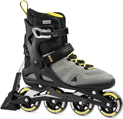Rollerblade Macroblade 80 ABT Mens Fitness Inline Skate, Silver/ Neon Yellow, 11