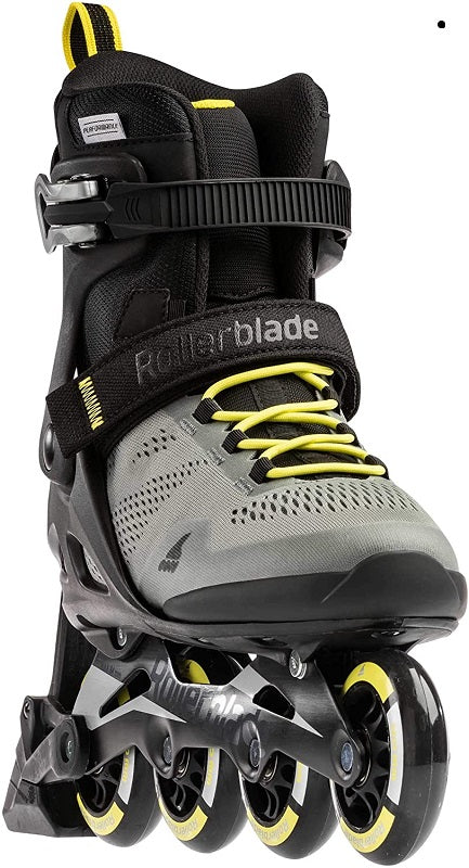 Rollerblade Macroblade 80 ABT Mens Fitness Inline Skate, Silver/ Neon Yellow, 9.5