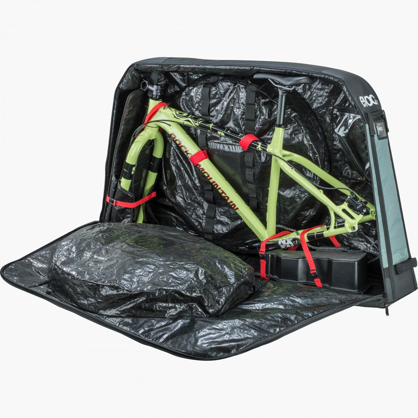 EVOC Bike Travel Bag XL - Bike Travel Case for Fat Bikes and Plus Bikes Airplane, Train, and Car Travel Bike Bag - Olive